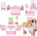 Thumbnail principal de Wooden Dollhouse Furniture Set 22-piece for 5 rooms 🧸