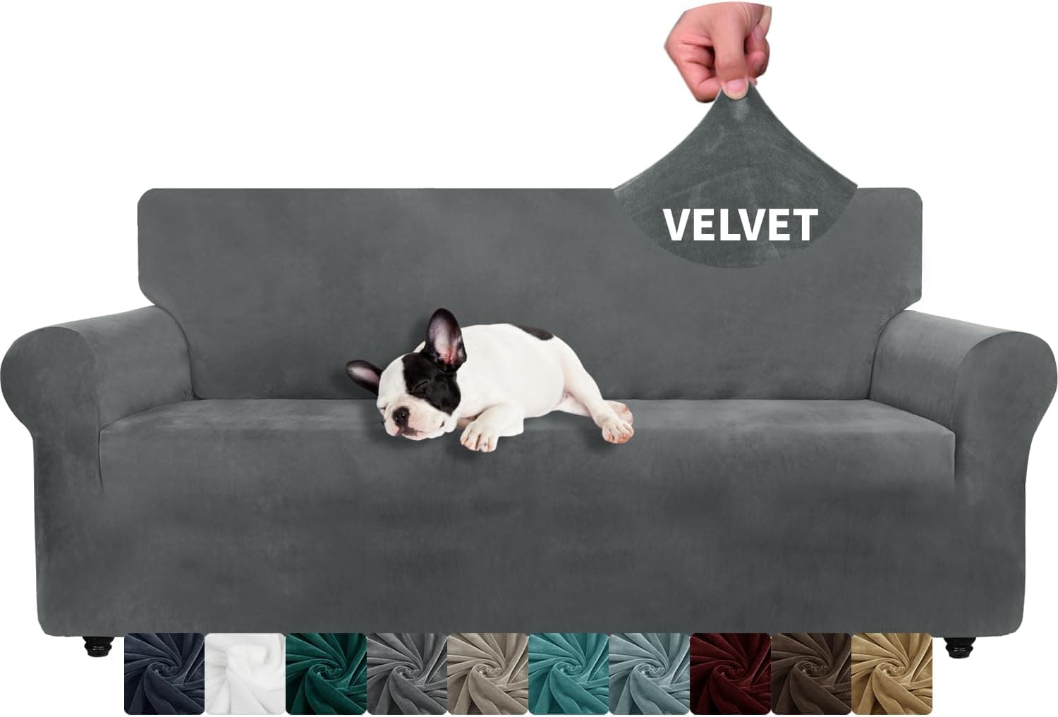 XINEAGE Velvet 3-seater sofa cover, grey 🛋️