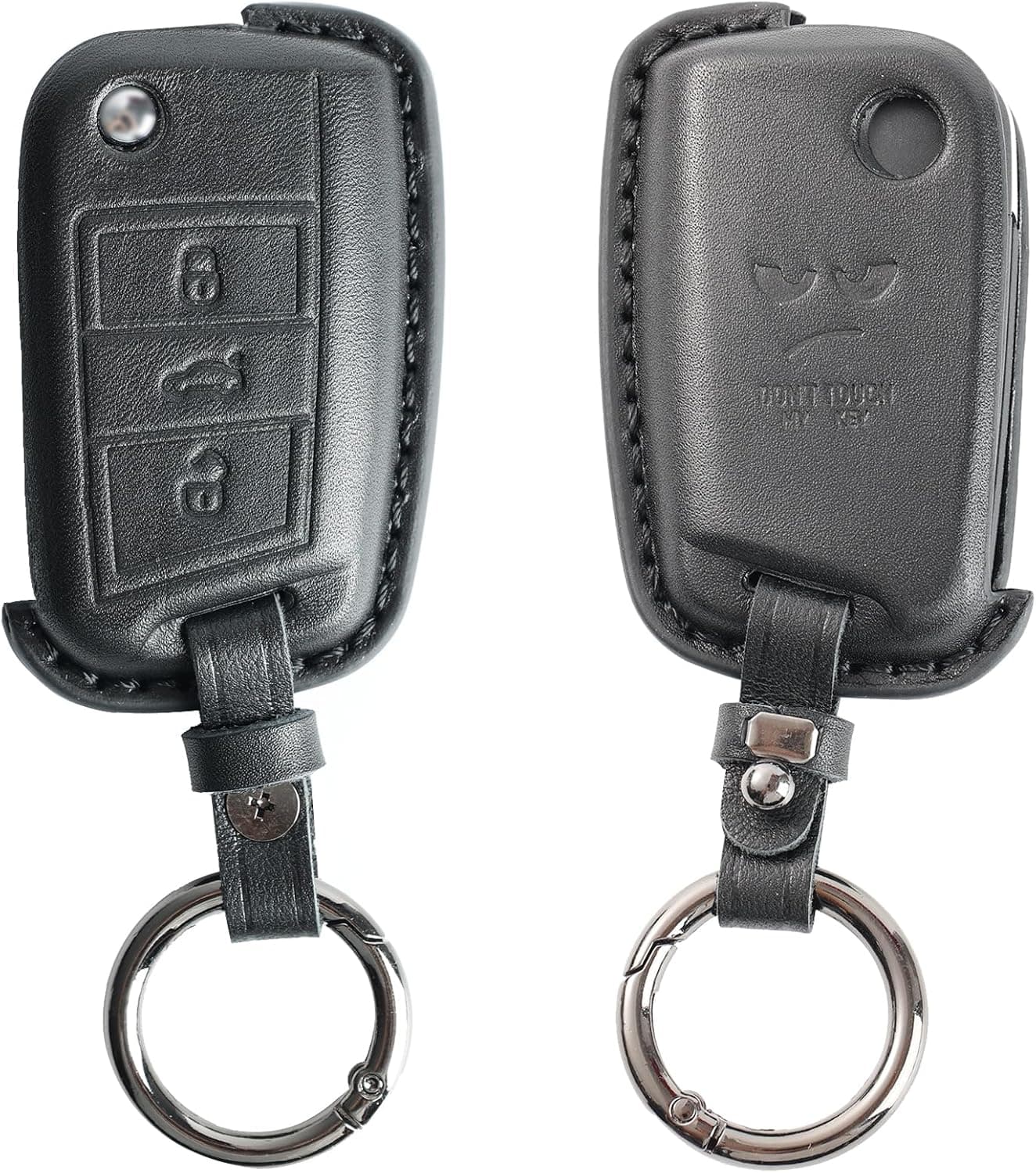 XUKEY Genuine Leather 3‑Button Car Key Cover 🚗