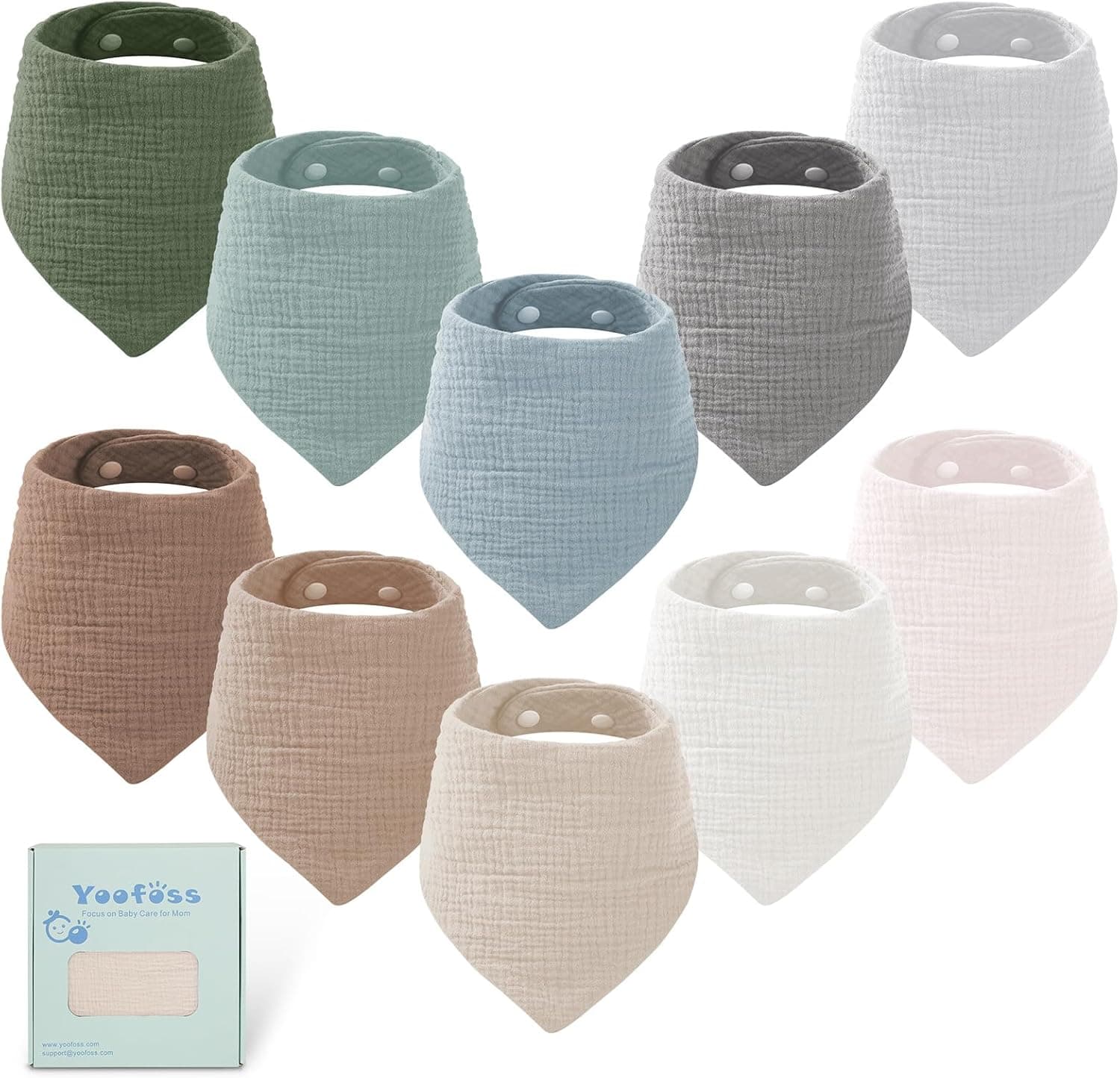 Yoofoss Muslin Baby Bibs 10 Pack cotton bandana bibs 🧣
