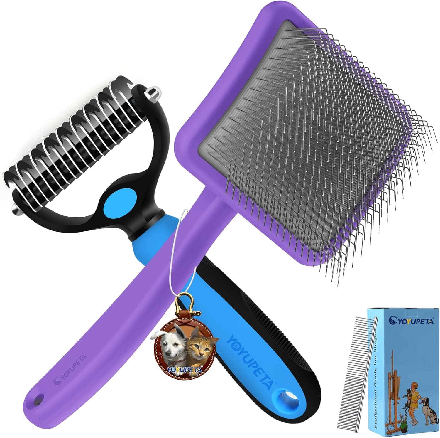 YOYUPETA Large Slicker Brush Set 3PC for Long-Haired Dogs 🐶