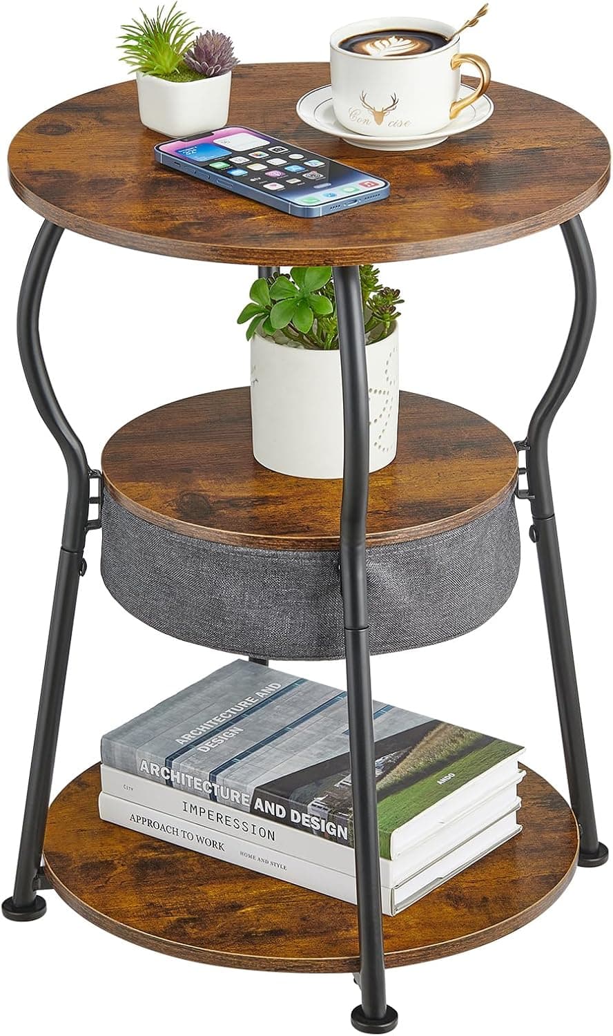 ZEXVIDA Round Side Table 40 x 40 x 55 cm 🪑