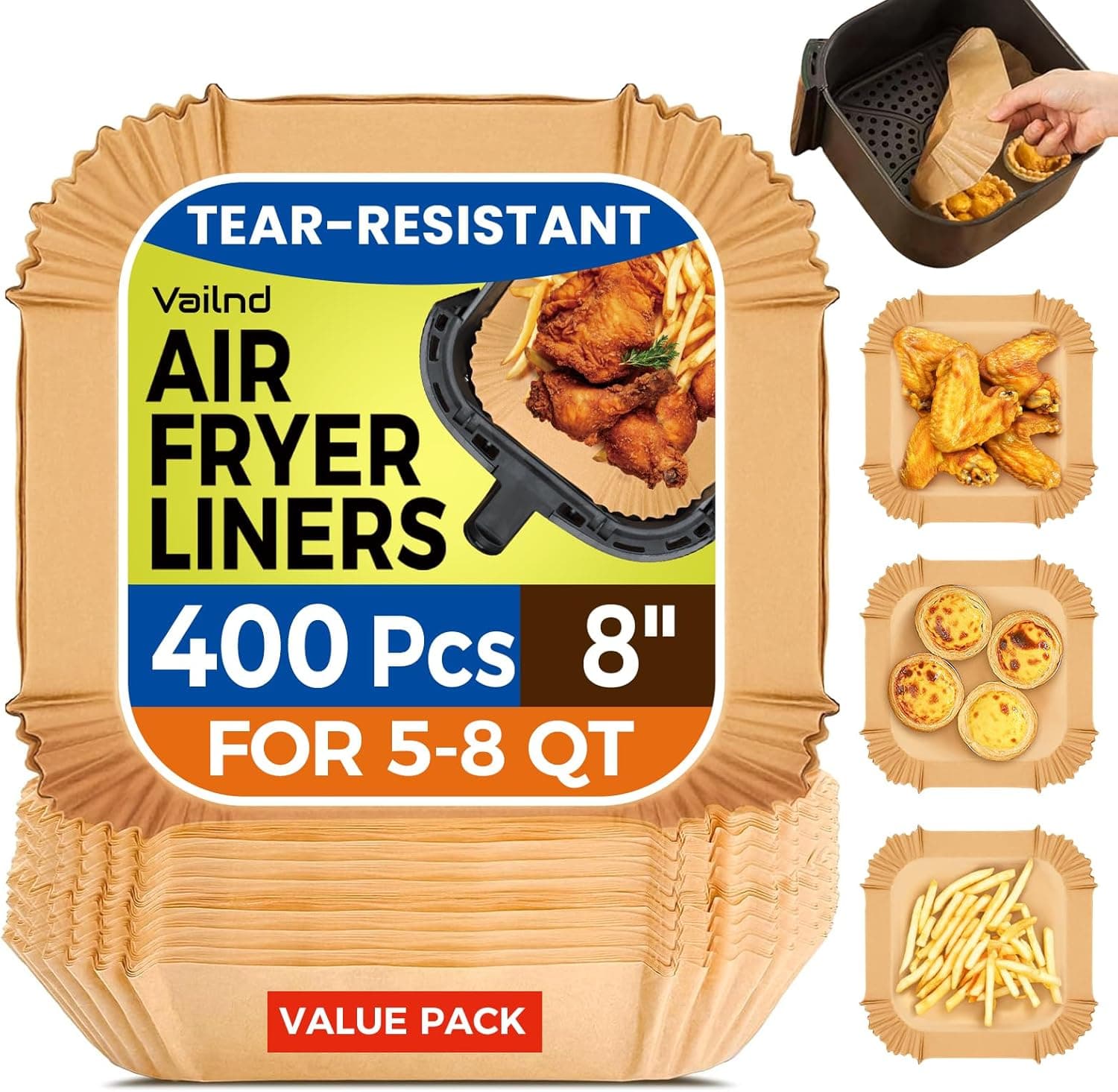 400 Pcs 8" Square Air Fryer Liners 🍽️