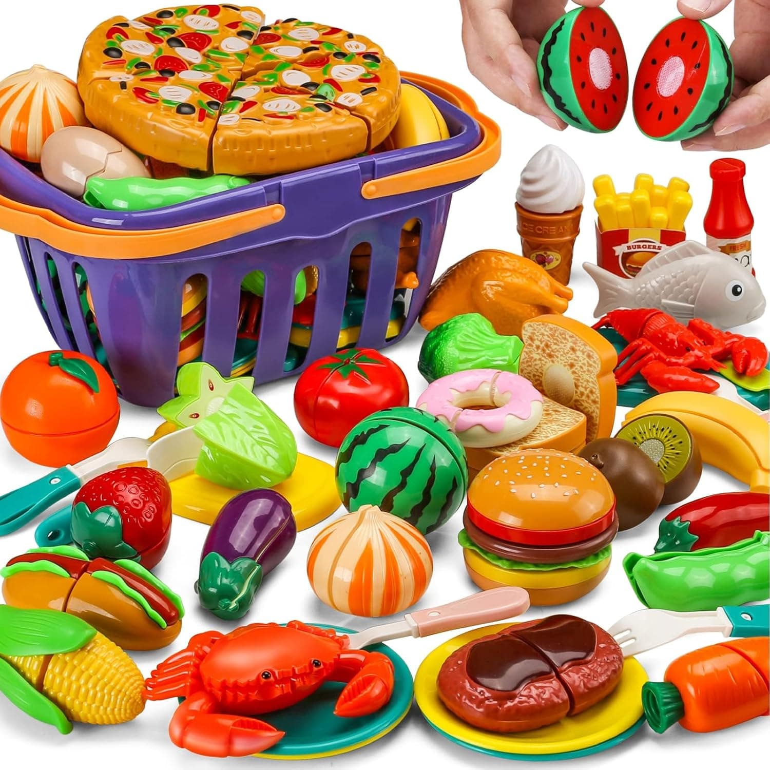 42 Items 87 Pcs Cutting Play Kitchen Set for Kids 🍽️