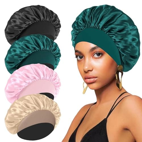 4PCS Silk Satin Bonnets 4-pack for Curly Hair 🧴