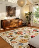 Thumbnail principal de 8x10 Washable Distressed Floral Area Rug 🧶