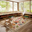 Thumbnail 2 de 8x10 Washable Distressed Floral Area Rug 🧶