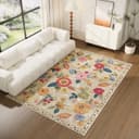 Thumbnail 5 de 8x10 Washable Distressed Floral Area Rug 🧶