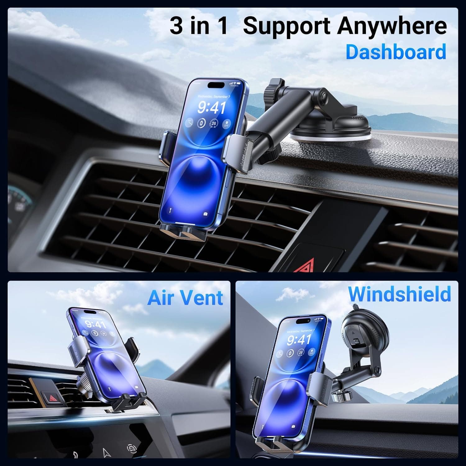 ACMEZING 3-in-1 Car Phone Holder 122 lbs 🚗