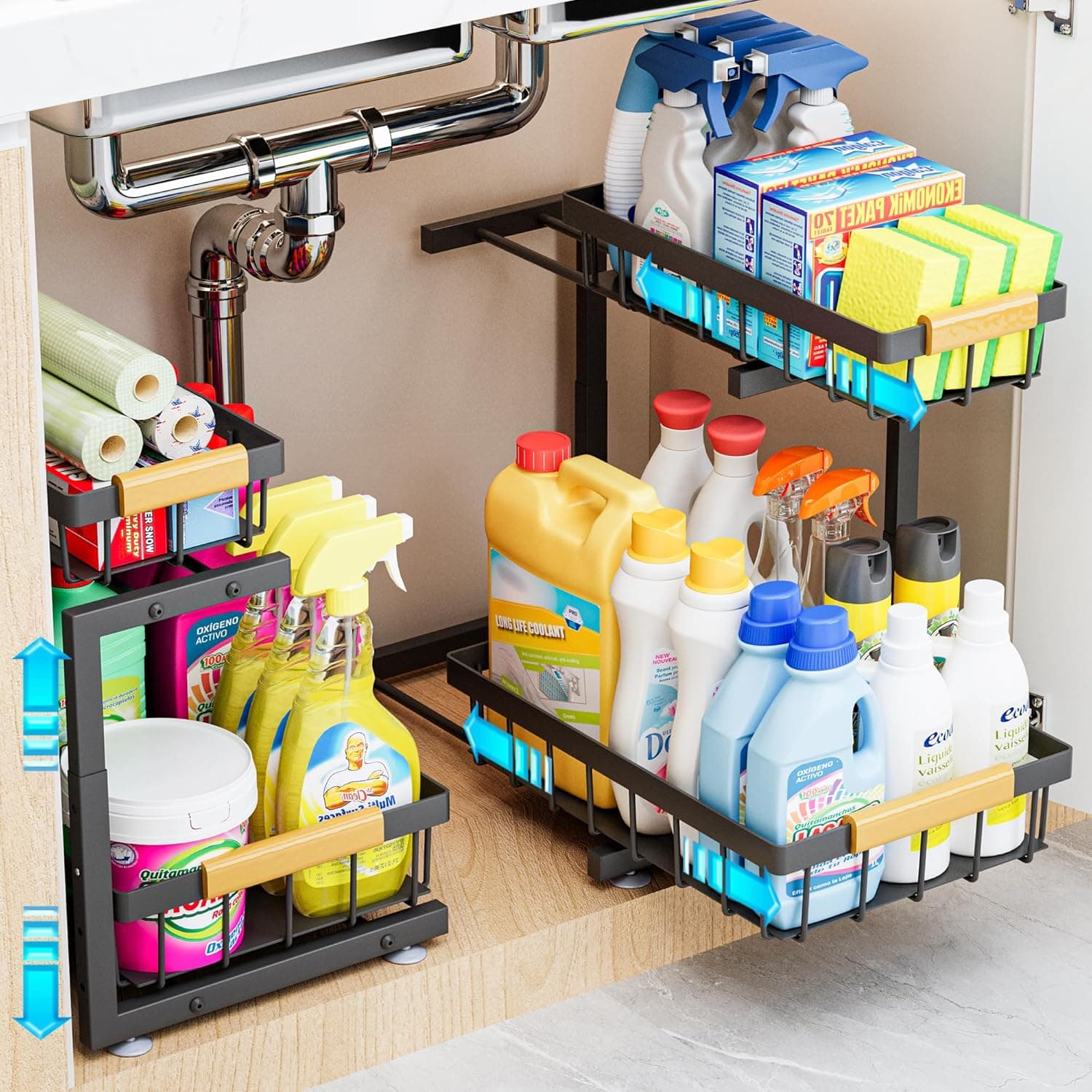 ADBIU 2-Tier Under Sink Organizer, 2 Pack ⚙️