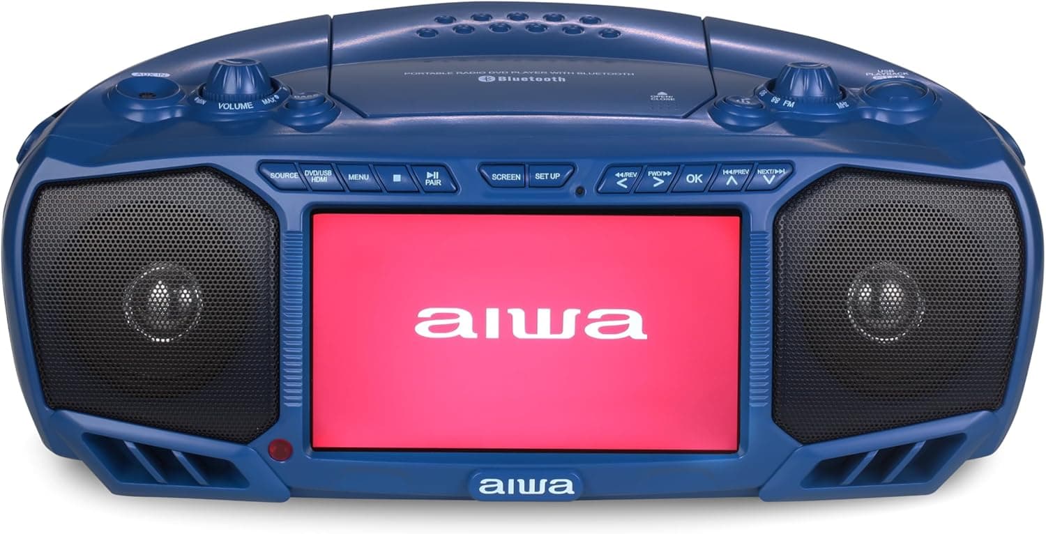 Aiwa Portable Boombox with 7" LCD Display 📻