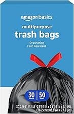 Amazon Basics 30-Gallon Drawstring Trash Bags 📦