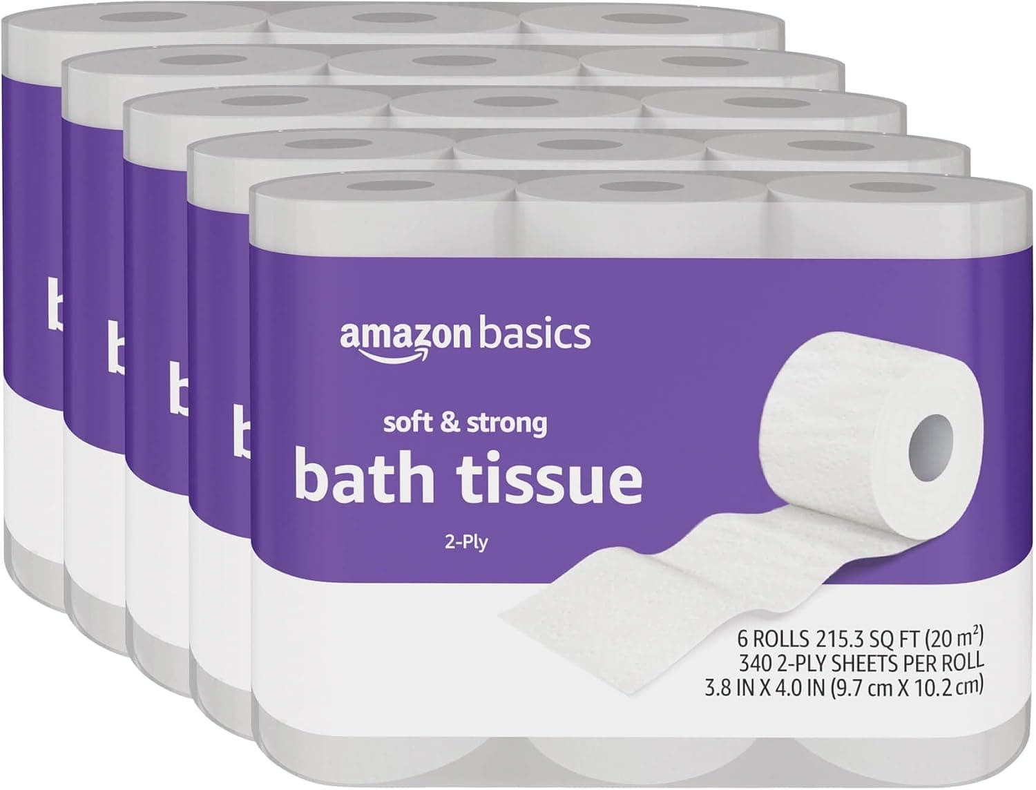Amazon Basics 2‑ply Toilet Paper 30 Rolls 🧻