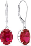 Thumbnail 2 de Amazon Essentials 14K White Gold Oval Gemstone Dangle Leverback Earrings 💍