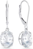Thumbnail 6 de Amazon Essentials 14K White Gold Oval Gemstone Dangle Leverback Earrings 💍