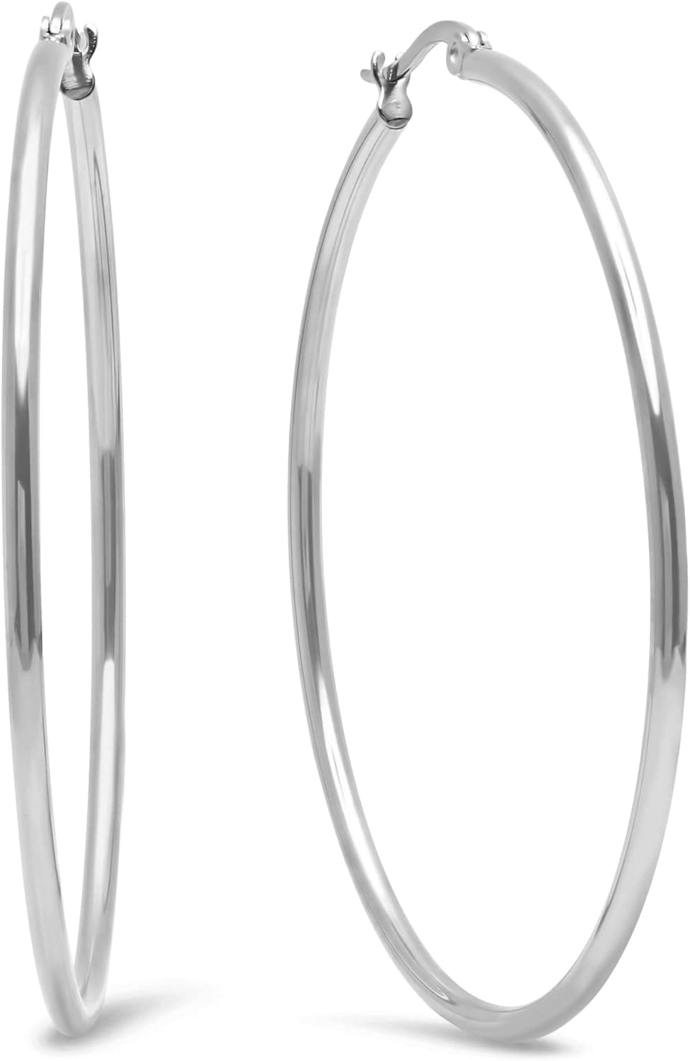 Amazon Essentials Stainless Steel Rounded Tube Hoop Earrings 50mm 💍