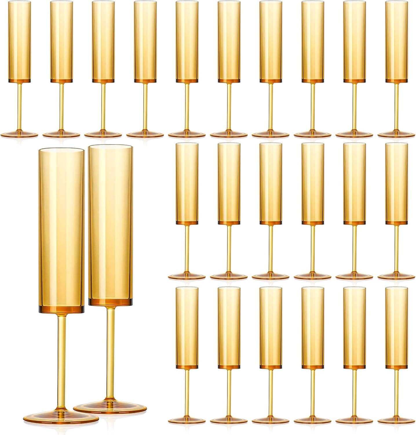 Amber Champagne Flutes 24-Pack 5.4 oz Plastic Champagne Glasses 🍷