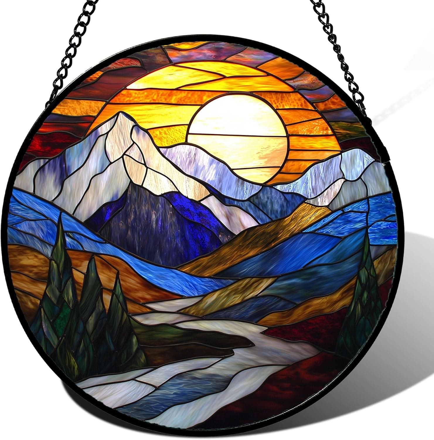 AMDERVEN Stained Glass Window Hanging 7.8 in 🌞