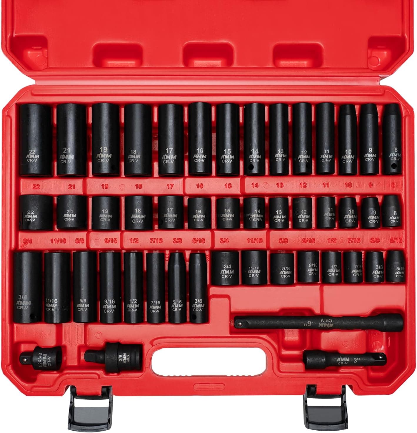 AMM 3/8" Drive Impact Socket Set, 48-Piece 🧰