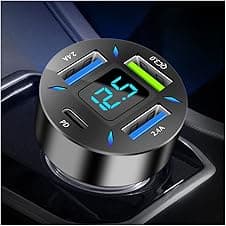 Anker 4-Port USB Car Charger with Voltmeter 65W 🚗