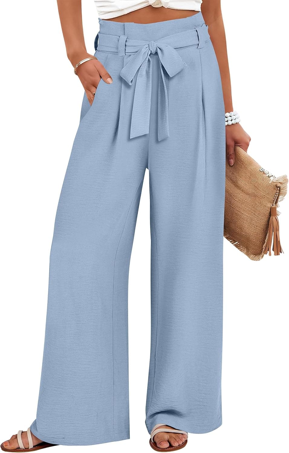 ANRABESS Wide Leg Palazzo Pants, High-Waist Belted 👖