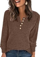 Thumbnail 1 de ANRABESS Womens Henley Tunic Top long sleeve 👚