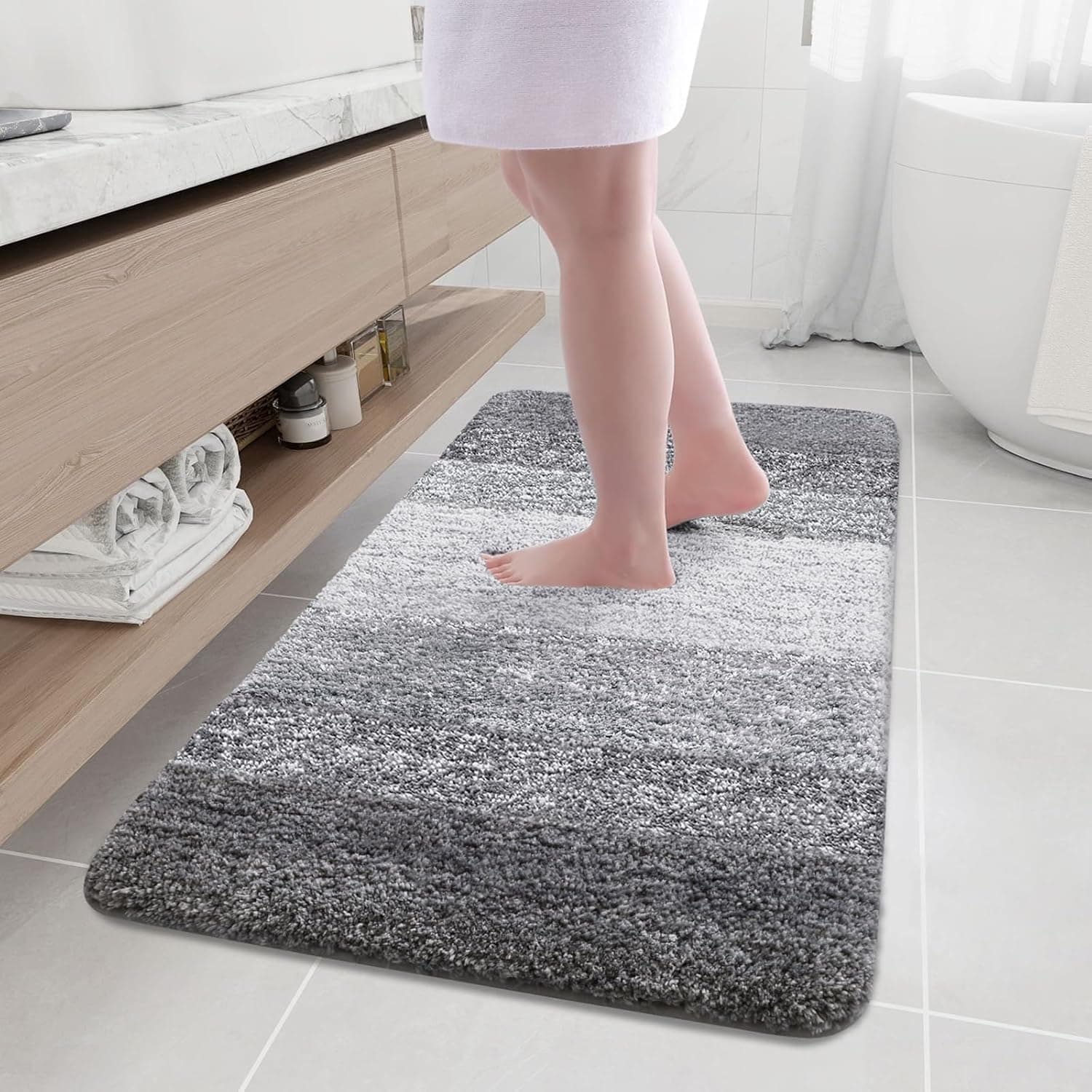 Arotive Microfiber Bath Rug 47x24 in Grey 🛁