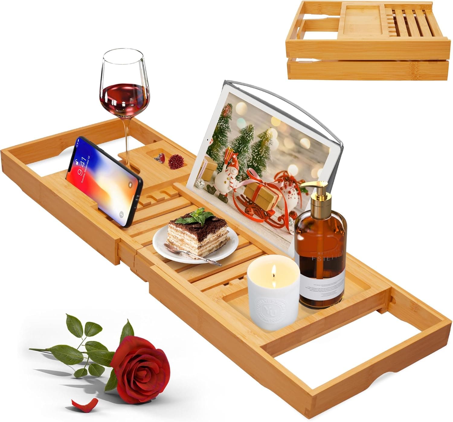 Artmalle Luxury Bathtub Caddy Tray — Bamboo tub tray 🛁