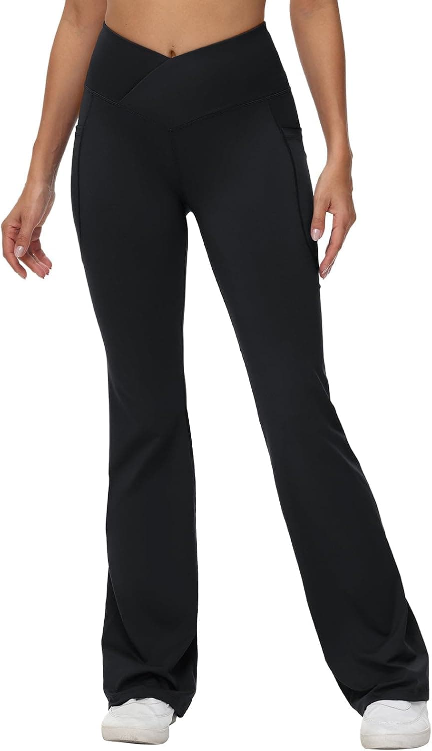 baleaf V Crossover Flare Leggings with Pockets 🩳