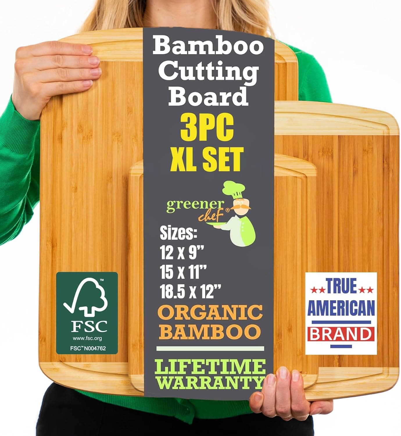 Bamboo Cutting Boards Set of 3 ⚙️