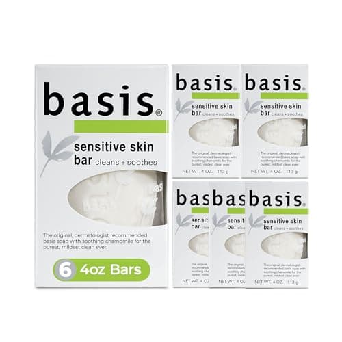 Basis Sensitive Skin Bar Soap for Body, Hands and Face 4 Oz 6-Pack 📦