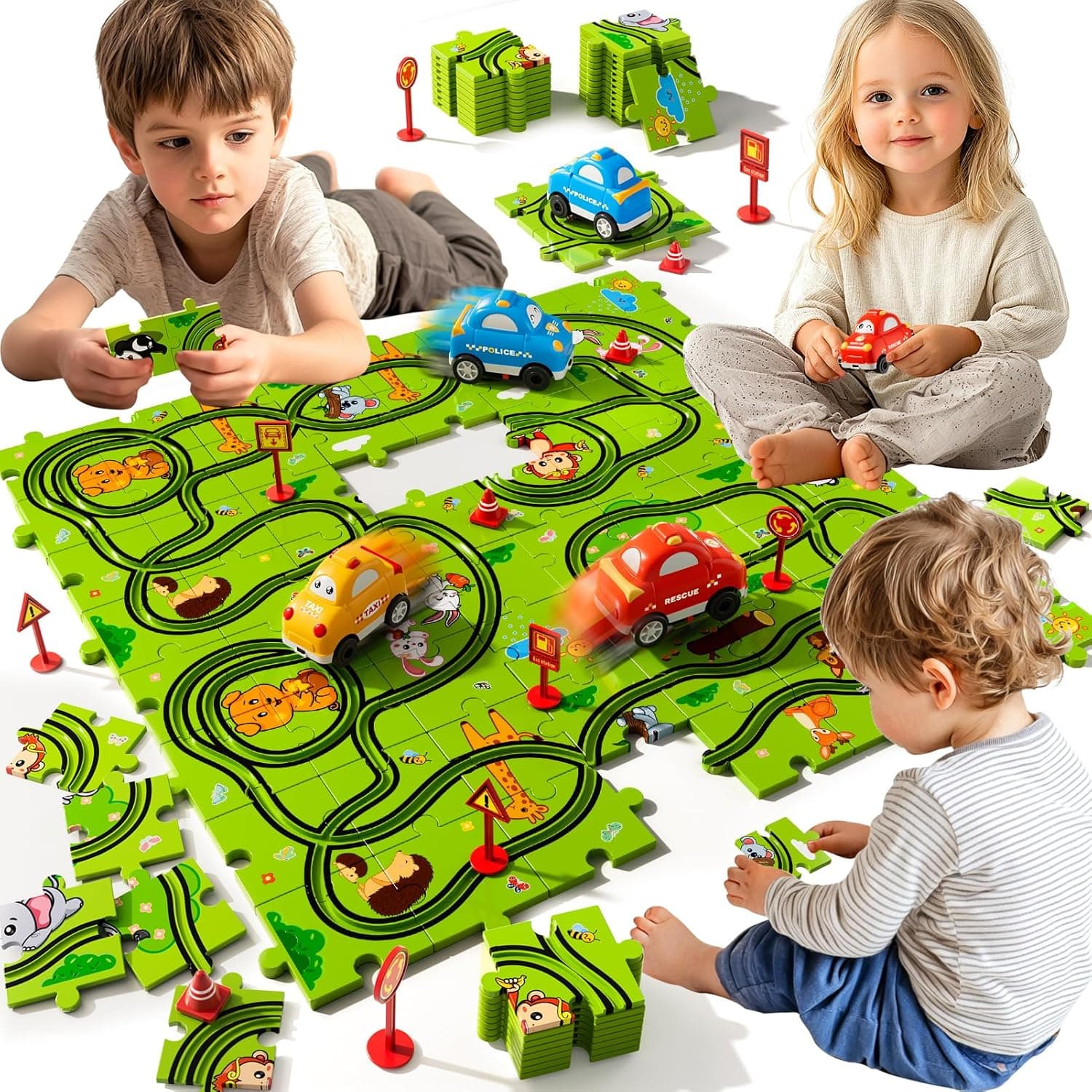 Beby Buty 64PCS Puzzle Race Track Set for Kids 🧸