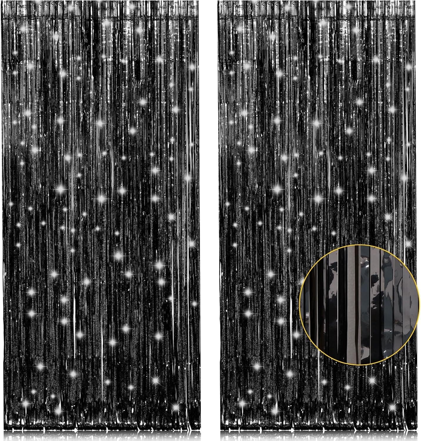 Black Tinsel Foil Fringe Curtains 3.2ft x 8.2ft 🎉