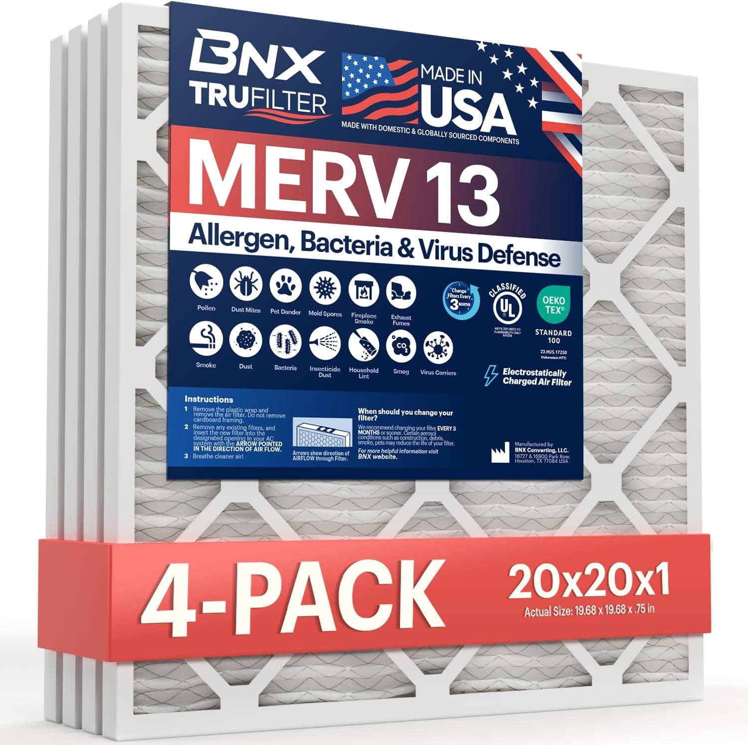 BNX TruFilter MERV 13 20 x 20 x 1 HVAC air filter 🛠️