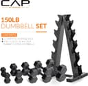 Thumbnail 1 de CAP Barbell 150 LB Coated Hex Dumbbell Set with Rack 🏋️♂️
