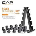 Thumbnail 1 de CAP Barbell 150 LB Coated Hex Dumbbell Set 🏋️♂️