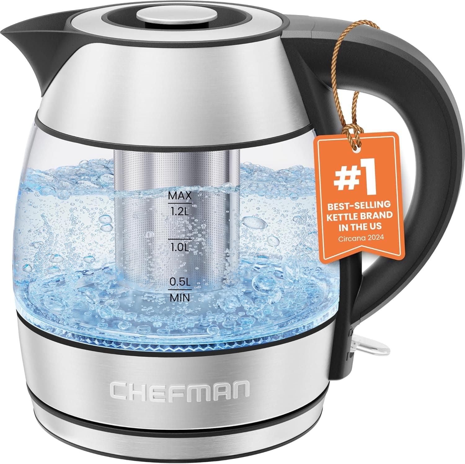 CHEFMAN Electric Kettle 1.2L 1500W with Infuser ☕
