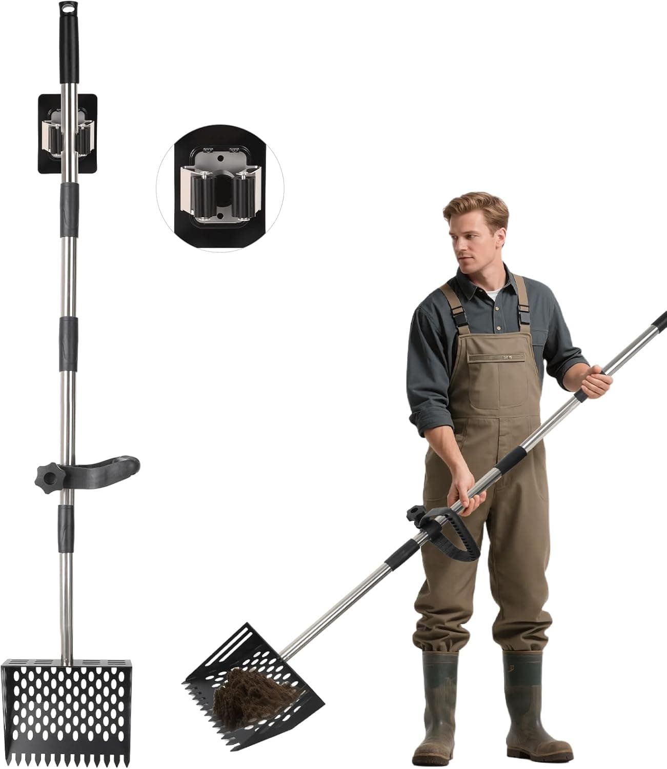 Chicken Poop Scooper & Rake Adjustable 38"–65" 🐓