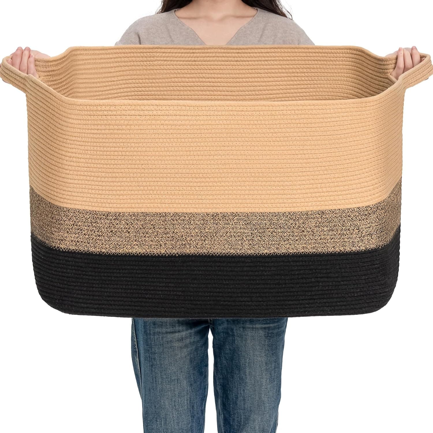 CLHMILY&Z Square Cotton Rope Storage Basket 110L 🧺