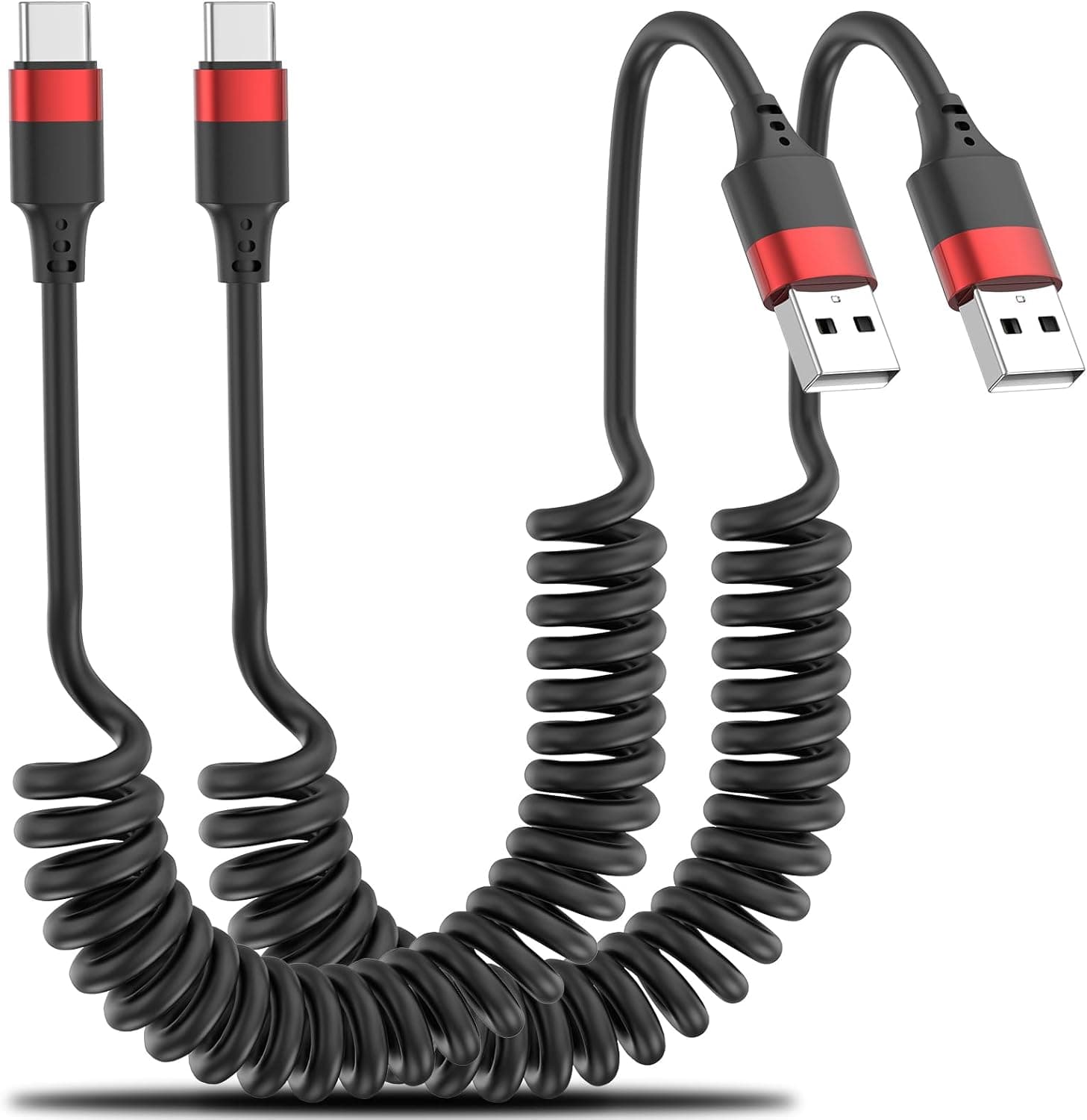 Coiled USB C Cable 2-Pack for Car 📱