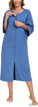 Thumbnail 4 de COLORFULLEAF 100% Cotton Zipper Robe with Pockets 🛏️