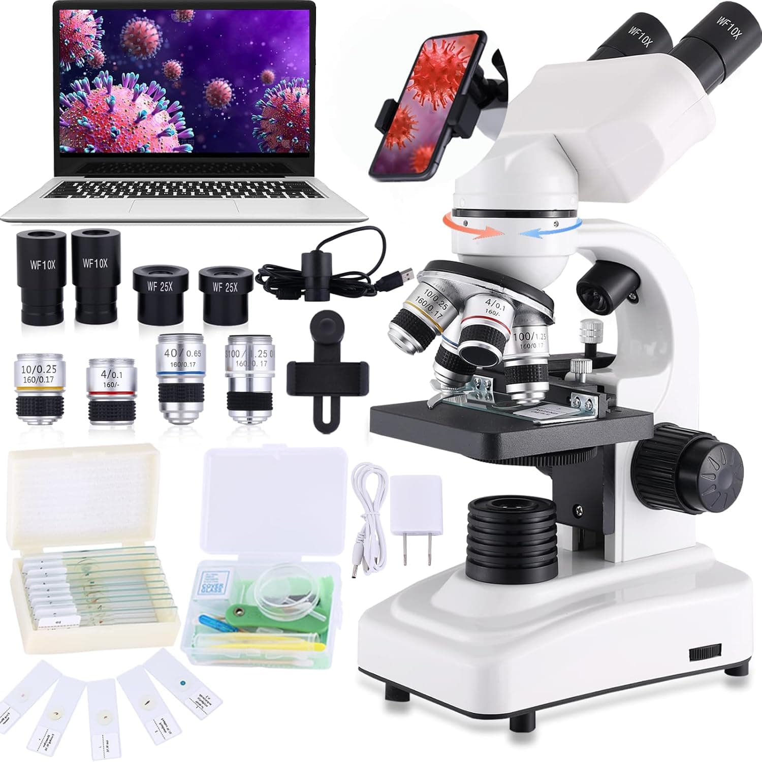 Compound Microscope 40X–2500X with Dual LED Lighting 🔬