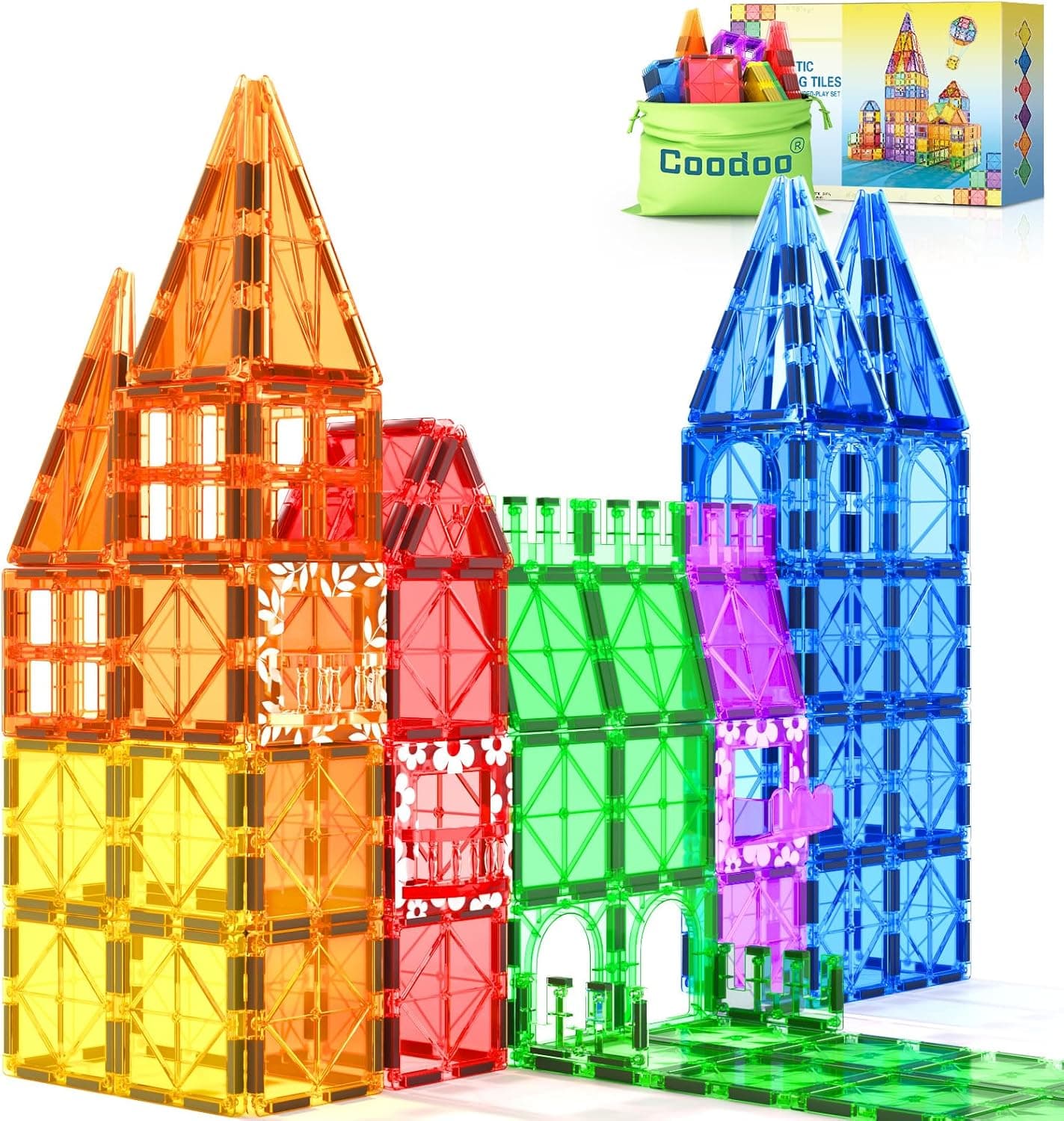 Coodoo 60-piece Magnetic Tiles STEM Toy 🧩