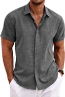Thumbnail 3 de COOFANDY Linen Short Sleeve Button-Down Shirt 👕