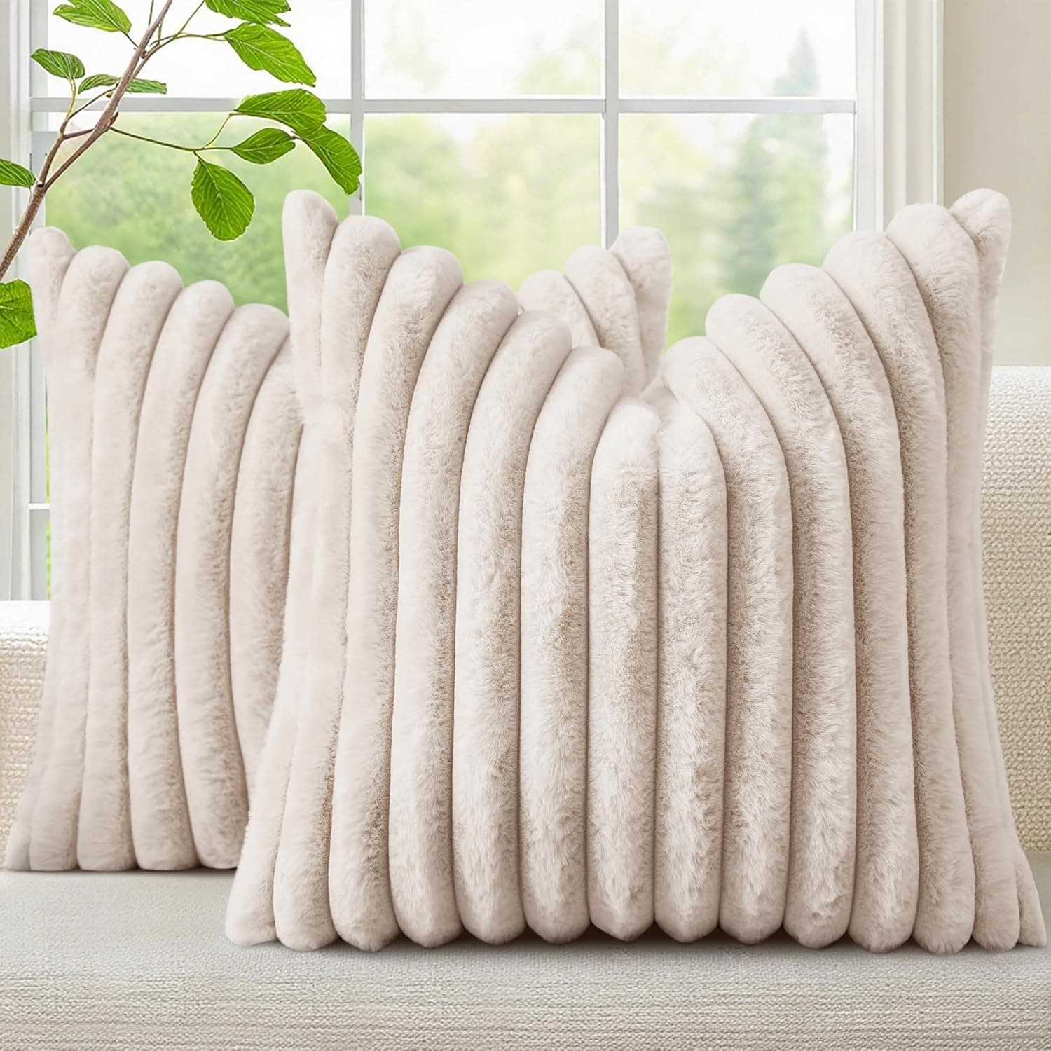 decorUhome Faux Fur Pillow Covers 18x18 Set of 2 🛋️