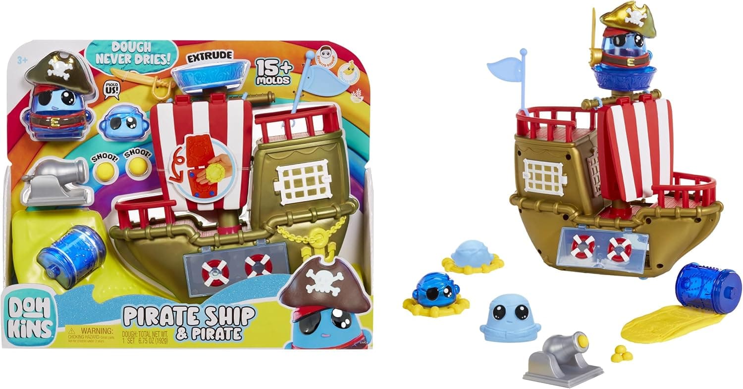 DohKins Pirate Ship Playset dough that never dries 🧸