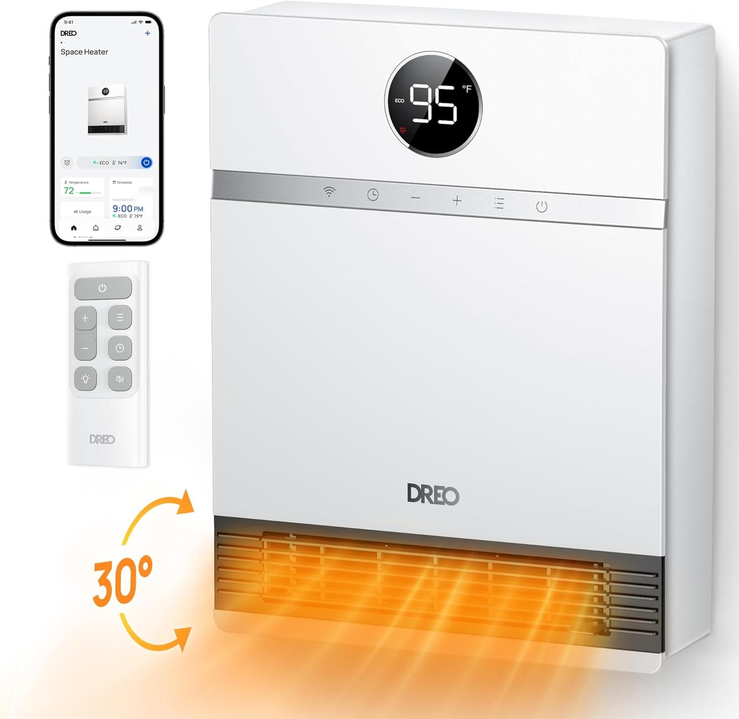 Dreo Smart Wall Heater 30° Oscillation 🔥