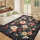 Thumbnail 1 de DUKINO 5x7 Floral Area Rug, Low Pile Black 🏠