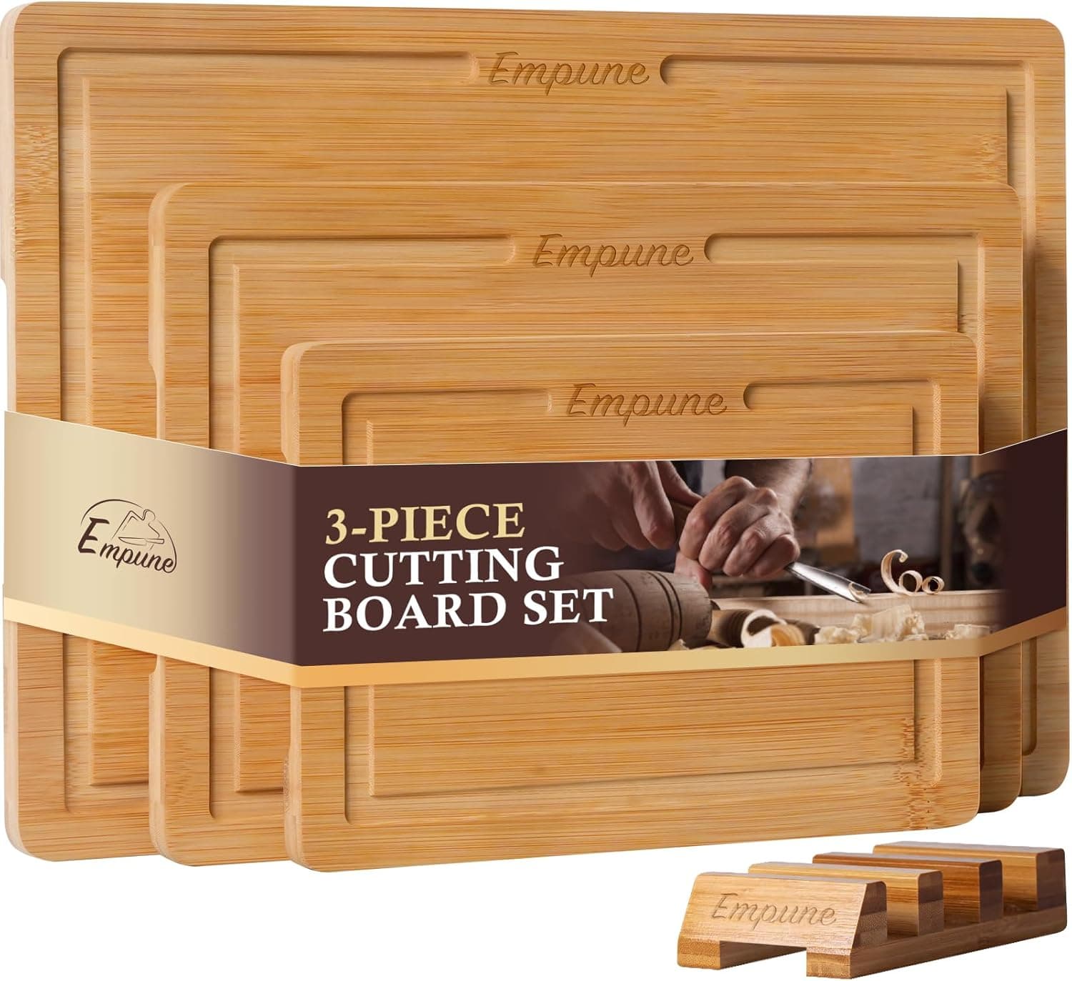 Empune Bamboo Cutting Board Set for Kitchen 🍽️