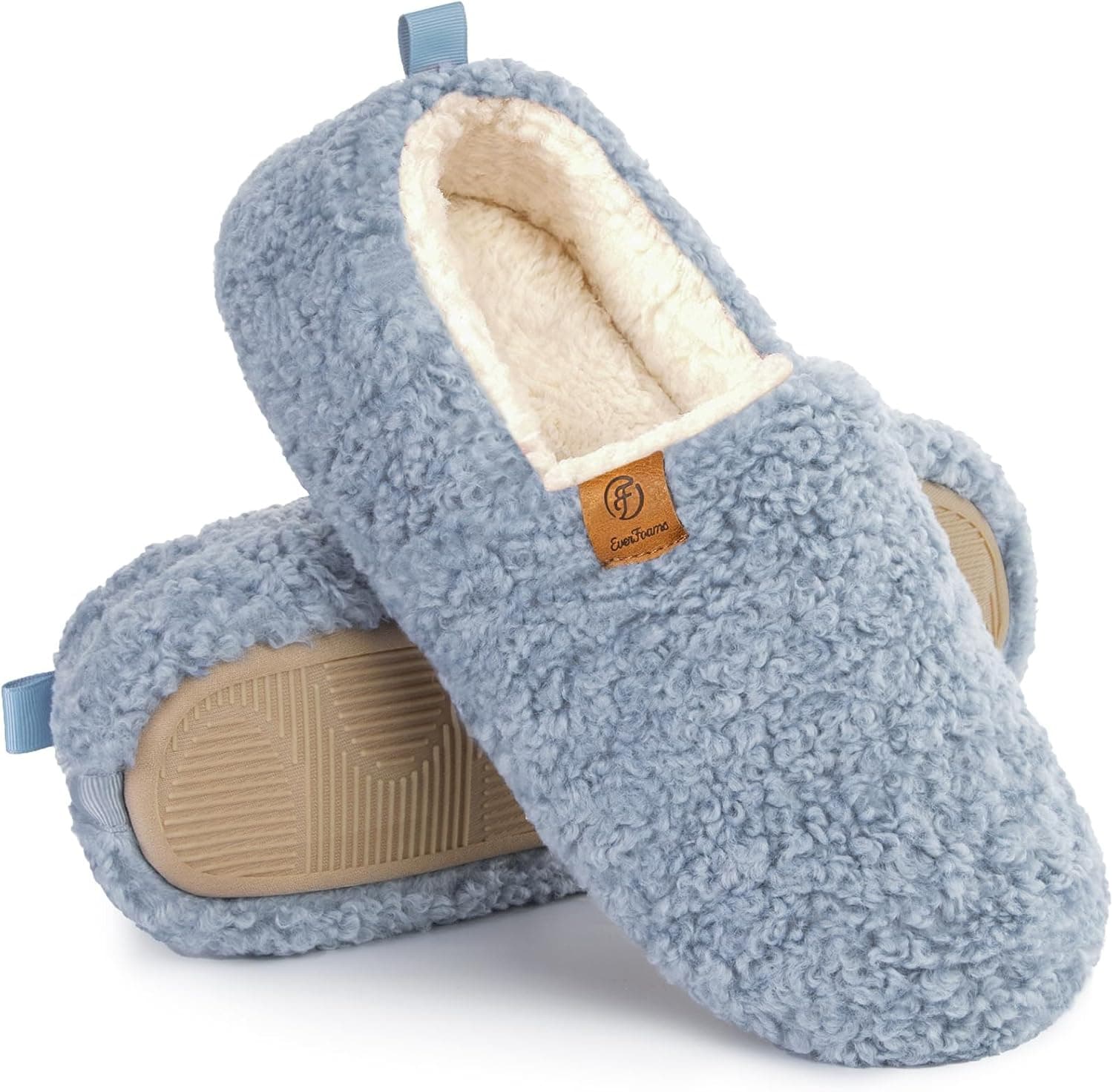 EverFoams Women’s Soft Curly Full Memory Foam Slippers 🥿